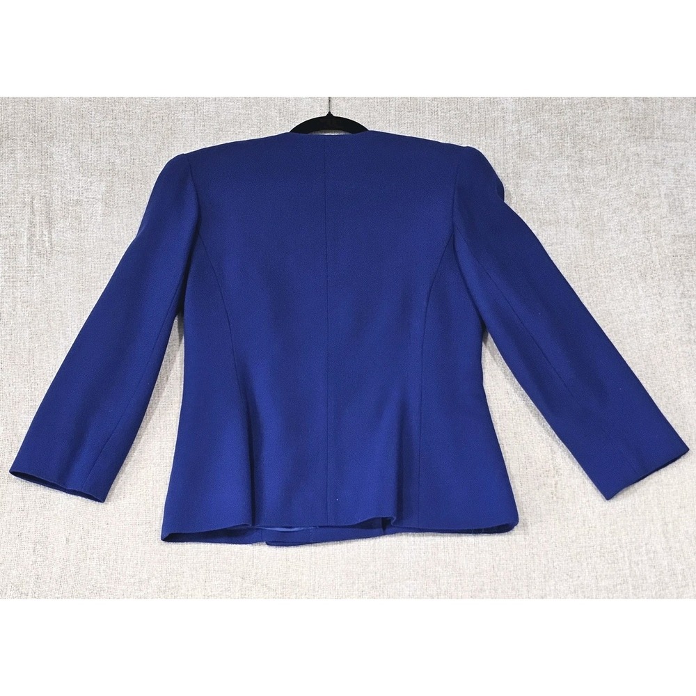 Vintage Lilli Ann 80s Royal Blue Aysymetrical 4 Button Blazer Size 8 - Picture 2 of 8
